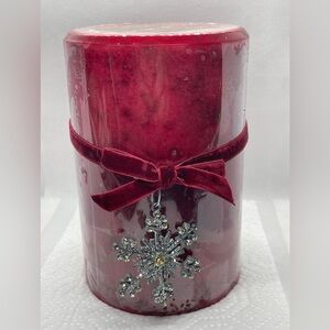 Pier 1 Cranberry Balsam Scent Pillar Candle With Charm Red 6” Christmas Rare NWT